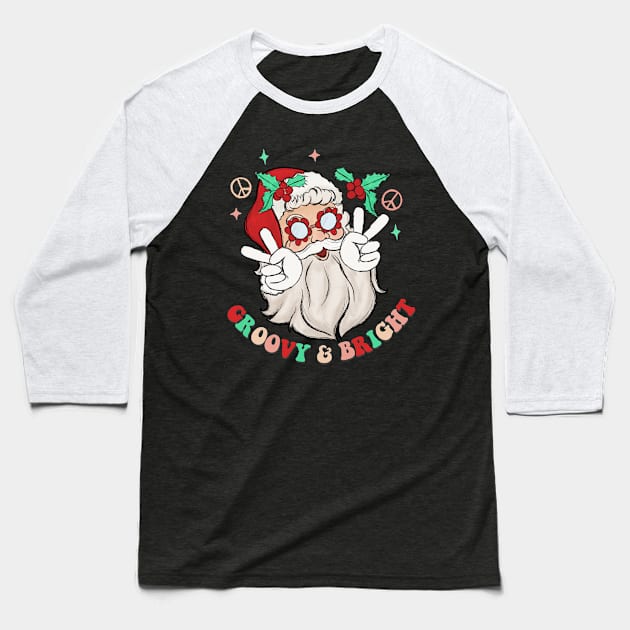 Groovy and Bright Santa Baseball T-Shirt by Nova Studio Designs